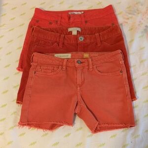 Pilcro Red and Orange Jean Shorts